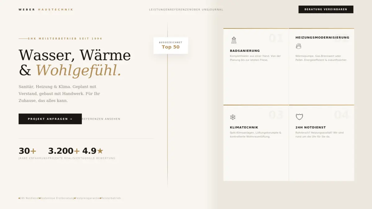 Elektrobetrieb Webseite nachher — Bauuno Redesign