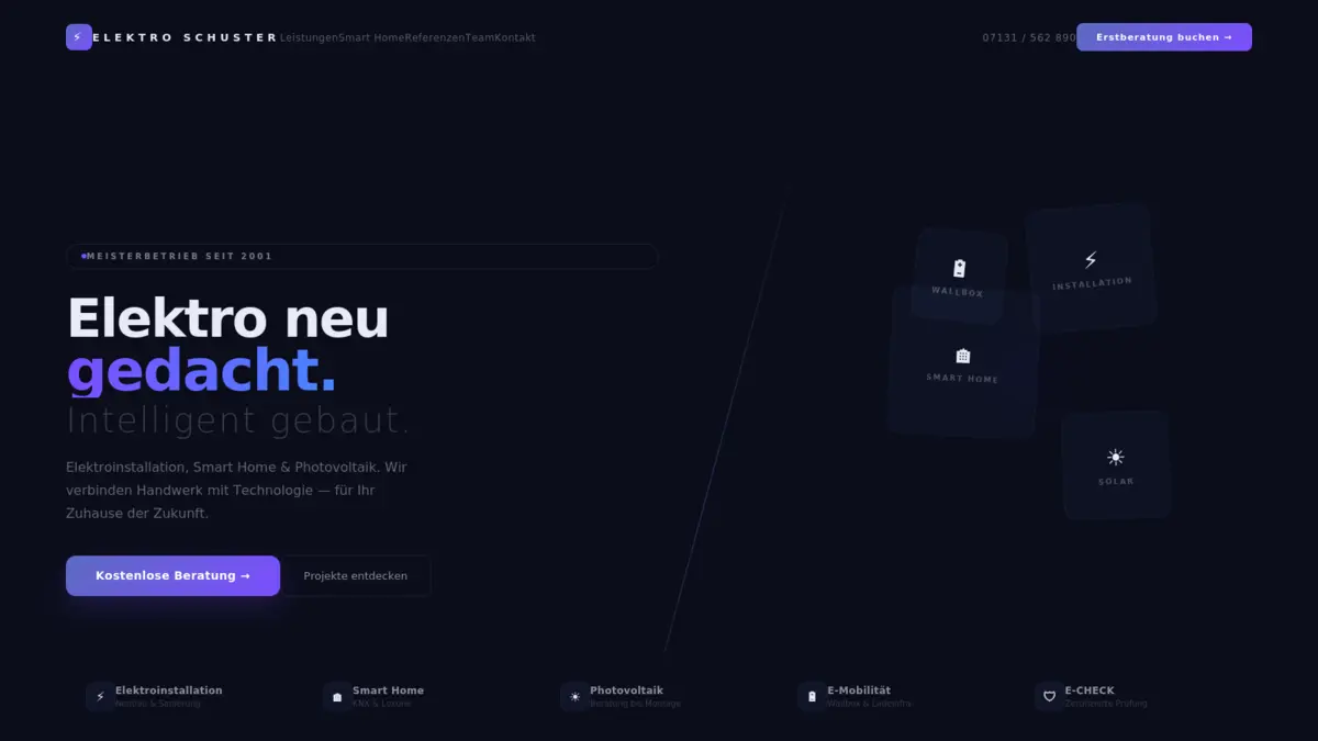 SHK-Betrieb Webseite nachher — Bauuno Redesign