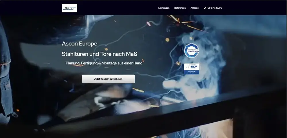 Ascon Europe Webseite nachher — Bauuno Redesign