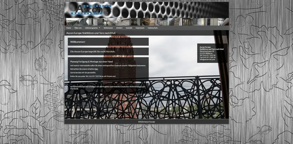 Ascon Europe Webseite vorher